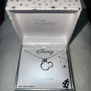 Disney Silver Necklace with Mickey head and heart